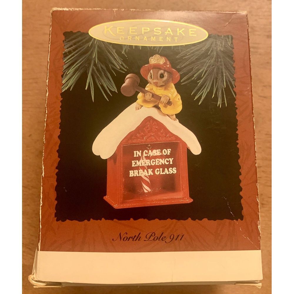 Hallmark Keepsake Christmas Ornament North Pole 911 Chipmunk Fire‎ Fighter 1995